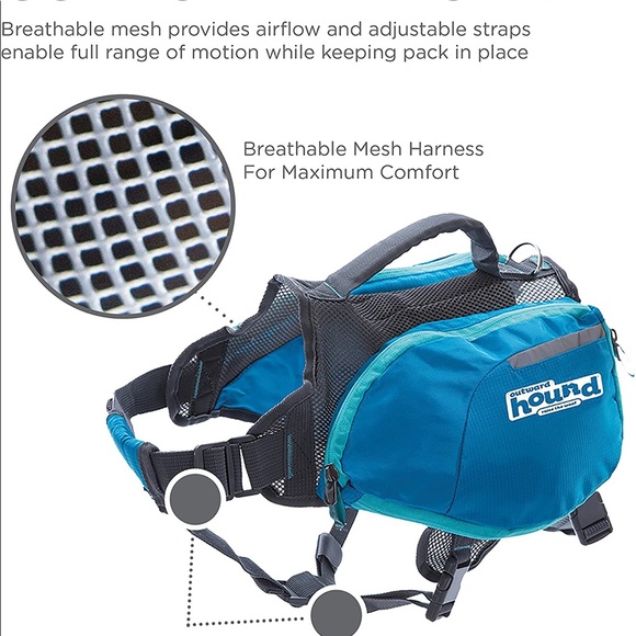 LARGE GREEN Outward Hound Doggie Day Pak, 4 pockets and D-ring leash attachment - Picture 4 of 9